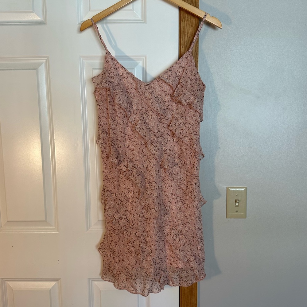 Altar’d State Pink Floral Ruffle Slip Dress
